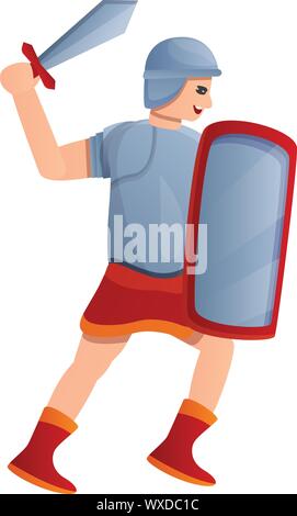 Roman soldier icon. Cartoon of roman soldier vector icon for web design isolated on white background Stock Vector