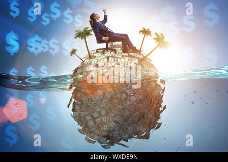 Offshore accounts concept with businessman Stock Photo