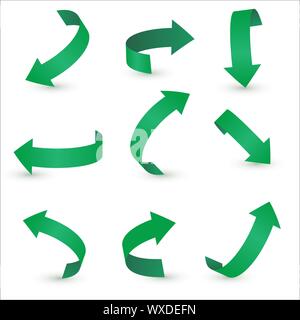 Arrow stickerst various angles and directions. 3d vector icon set. Stock Vector