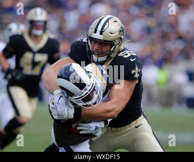 New Orleans Saints linebacker Kaden Elliss (55) reacts to a play during an  NFL football game against the Carolina Panthers, Sunday, Jan. 2, 2022, in  New Orleans. (AP Photo/Tyler Kaufman Stock Photo - Alamy