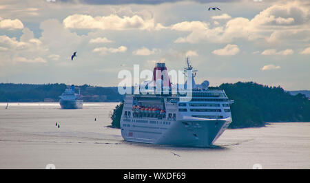 Cruise ships in Stockholm archipelago Stock Photo