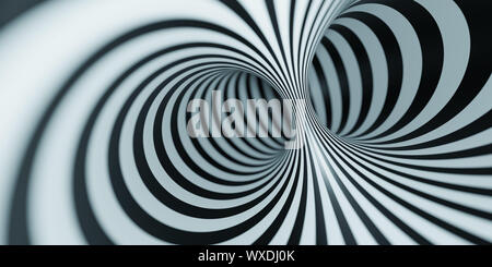 optical illusion black and white tunnel Stock Photo