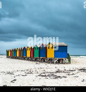 Colourful Beach Houses in Muizenberg, South Africa Stock Photo