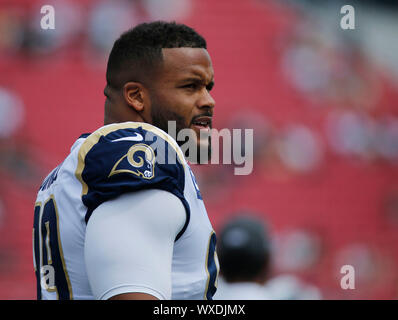 September 15, 2019 Los Angeles Rams defensive end Aaron Donald #99 in action during the NFL game between the Los Angeles Rams and the New Orleans Saints at the Los Angeles Coliseum in Los Angeles, California. Charles Baus/CSM. Stock Photo