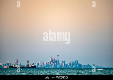 Toronto skyline seen over Lake Ontario Stock Photo