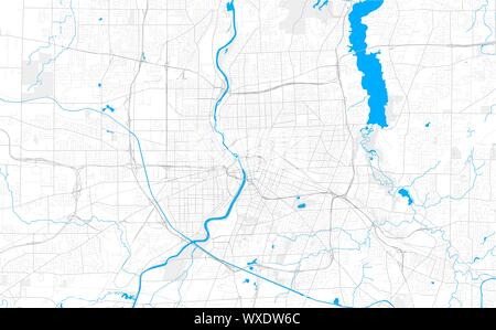 Simple Map Of Rochester, New York, Usa. Black And White Version For 