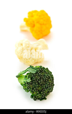 Broccoli and cauliflower isolated on white background Stock Photo