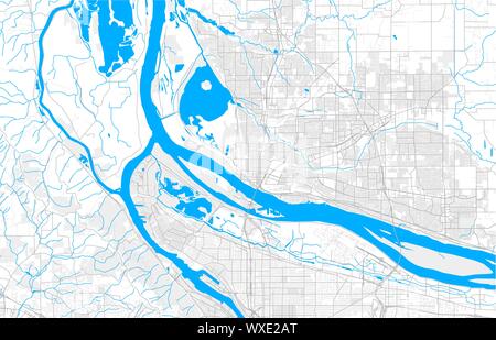 Rich detailed vector area map of Vancouver, Washington, USA. Map template for home decor. Stock Vector