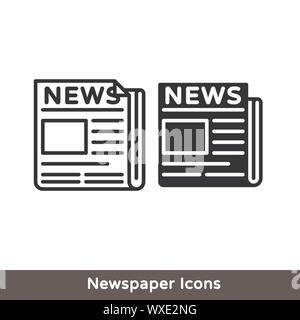 flat black newspaper vector icon Stock Vector