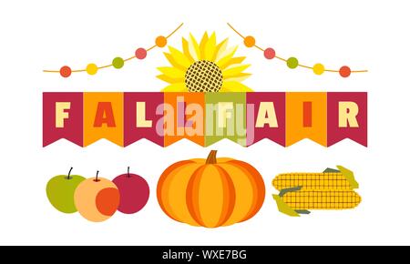 Agricultural Fall Fair flat color vector headline Stock Vector
