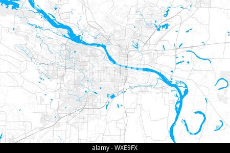 Rich detailed vector area map of Little Rock, Arkansas, USA. Map template for home decor. Stock Vector