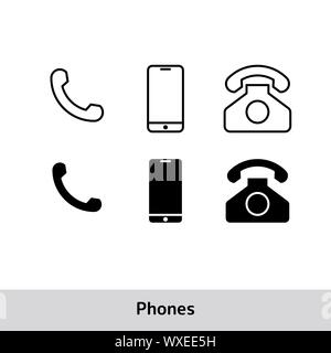 Phone Icon Set, Call Symbol Vector Isolated On White Background Stock Vector