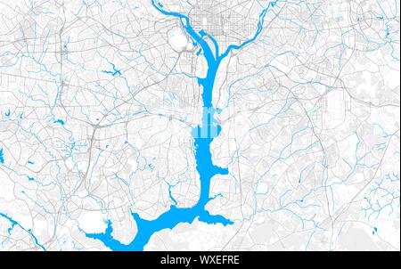 Rich detailed vector area map of Alexandria, Virginia, USA. Map template for home decor. Stock Vector