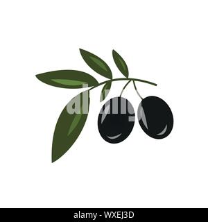Olive oil. Logo. Vector illustration. Black and green olives on white background Stock Vector