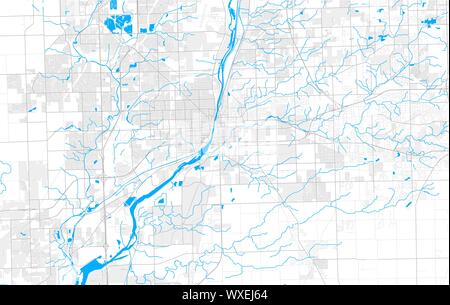 Rich detailed vector area map of Joliet, Illinois, USA. Map template for home decor. Stock Vector