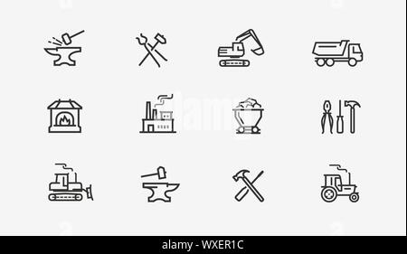 Industry icon set. Factory, manufacture, construction symbol. Vector illustration Stock Vector