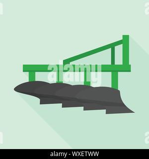 Tractor cultivator icon, flat style Stock Vector