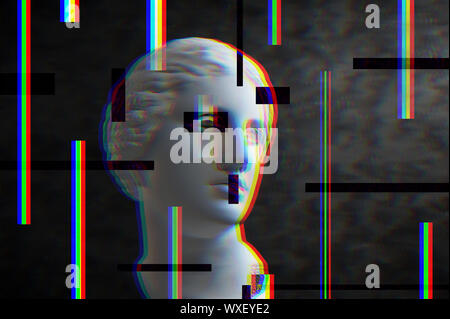 Modern conceptual art poster with ancient statue of bust of Venus. Collage of contemporary art. Stock Photo