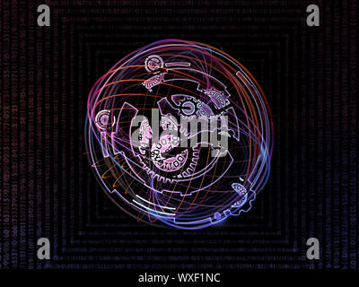 Differential Engine Series. Artistic abstraction composed of gears, numbers and fractal elements on the subject of computers, technology and mathemati Stock Photo