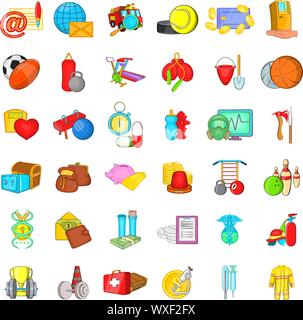 Extreme training icons set, cartoon style Stock Vector