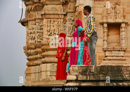 Rajasthani women with Traditional dress in Chittorgarh Fort Stock Photo