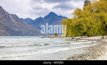 scenery at Lake Te Anau, New Zealand Stock Photo