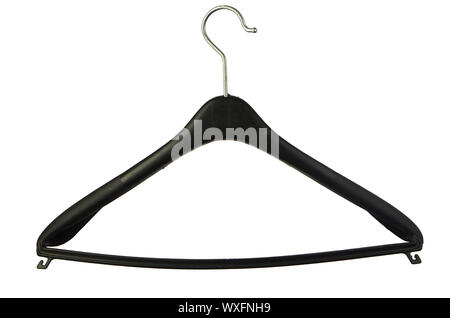 Black Plastic Coat Hanger Isolated On A White Background Stock Photo -  Download Image Now - iStock