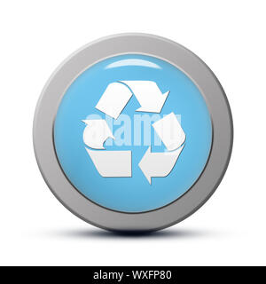 blue round Icon series : recycle button Stock Photo