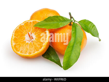 Tangerines isolated on white background with clipping path Stock Photo