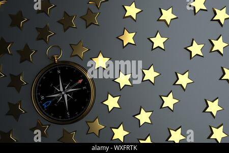 Golden Stars Compass Stock Photo