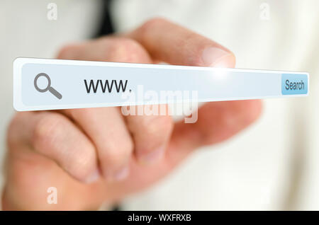 www. written in search bar on virtual screen. Stock Photo