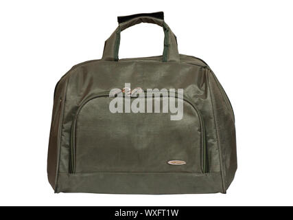 Green bag for travel isolated over white Stock Photo