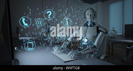 Humanoid Robot Call Center Stock Photo