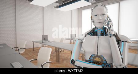 Thinking Robot Engineering Office Stock Photo