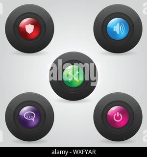 Matte web buttons with shiny inner spheres Stock Vector