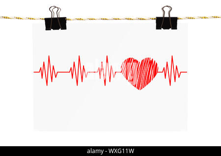 poster with pulsating hanging on a rope Stock Photo
