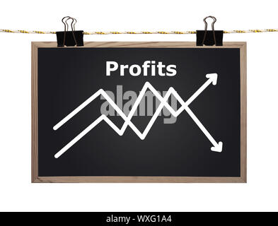 blackboard with drawing chart hanging on a rope Stock Photo