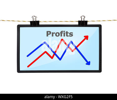 LCD screen with chart hanging on a rope Stock Photo - Alamy