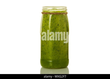 Fresh cocktail on isolate. Jar with a vegetable cocktail. Healthy drinks. Stock Photo