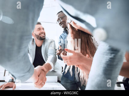 close up.architect and customer shaking hands Stock Photo