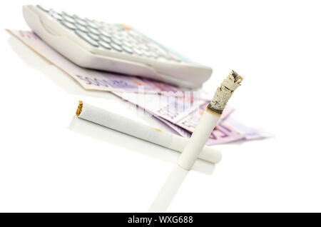 cigarette money calculator Cigarettes, Promotional, "Century 25's" Calculator, Faux Gold , Lot of 2 Money cigarette hi-res stock photography