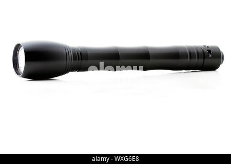 one flashlight from the side on white background Stock Photo