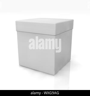 Blank 3D render box on white background with reflection Stock Photo