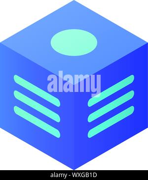 Cube with inscriptions icon. Isometric of cube with inscriptions vector icon for web design isolated on white background Stock Vector