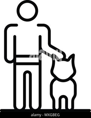 Man training dog icon. Outline man training dog vector icon for web design isolated on white background Stock Vector