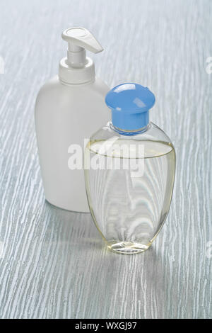 transparent and white bottles Stock Photo