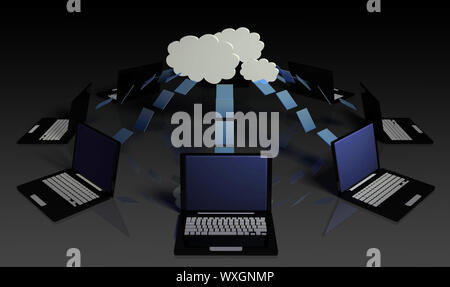 Cloud Computing Big Data Distributed Computing 3D Stock Photo