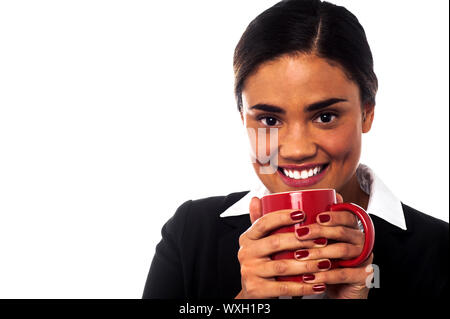 Pretty business lady enjoying coffee Stock Photo