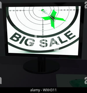 Big Sale On Monitor Shows Big Promotions And Discounts Stock Photo