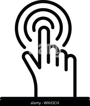 Finger presses a button icon. Outline finger presses a button vector icon for web design isolated on white background Stock Vector